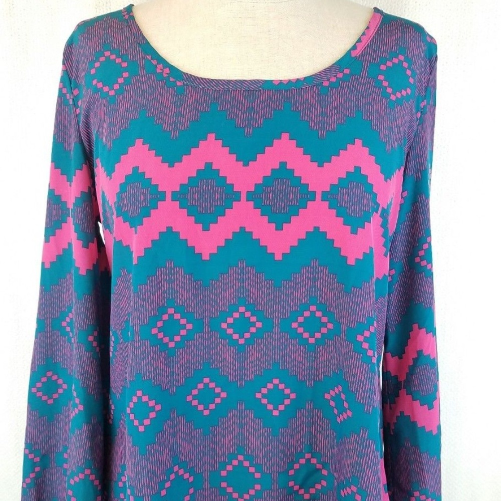 Aztec Print Scoop Neck Blouse Size S